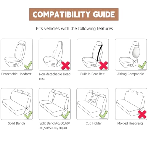 Sandfren Car Seat Cover Full Set, Comfortable Breathable 5D Mesh Fabric Vehicle Seat Cover, Airbag Compatible Automotive Interior Chair Protecter, Universal for SUV Sedan Truck by Sandfren - Image 5