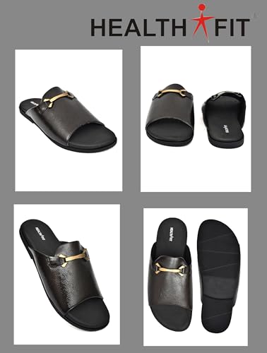 Image of HEALTH FIT Extra Soft Comfortable Traditional Ethnic Chappal /Slippers Wedding & Festive Sliders for Gents /Boys Lightweight flexible TPR sole & Easy-to-wear slip-on design cushioned for Men HF7017