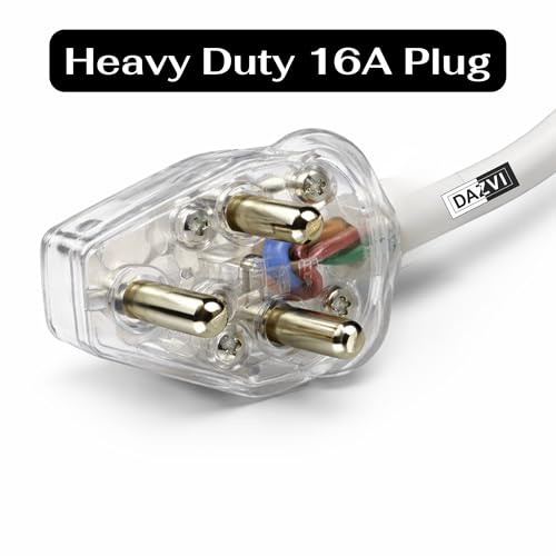 Image of Heavy Duty 16A Extension Board Power Strip with 3 Core 1.0 Sq.mm Cable & 6A-16A Converter | High Load 1100V Cord for Home Office EV Charging, Fridge, AC, Washing Machine (4 Meter)