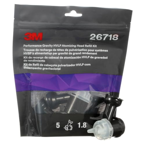 3M Kit de Recharge de Buses de Pulvérisation HVLP par Gravité, 26718, Transparente, 1.8, 5 par Pack, 5 Packs/Carton