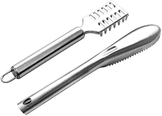 2Pcs Stainless Steel Fish Scaler Remover Scraper Fish Scaler Cleaner Fish Tweezers Fish Scale Descaler Peeler Tool
