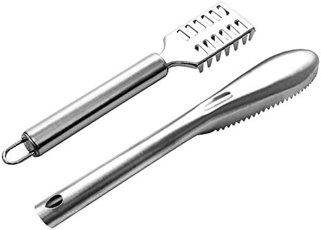 2Pcs Stainless Steel Fish Scaler Remover Scraper Fish Scaler Cleaner Fish Tweezers Fish Scale Descaler Peeler Tool