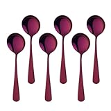 Bords arrondis : poignée ergonomique, design luxueux et élégant, design créatif et coloré qui s'accorde facilement avec les couverts de cuisine existants. La cuillère colorée en acier inoxydable dispose d'une finition miroir avec revêtement PVD qui sera luxueuse et exquise sur n'importe quelle table. Il sera très attrayant.
