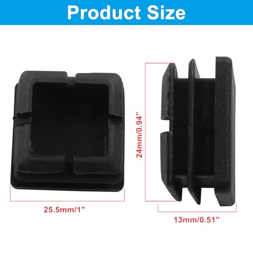 Image of Bonsicoky 12 Pack 1 inch Square Plastic Plugs, Black Tubing End Caps Plugs Insert for Square Tube and Furniture Legs