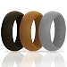 Vitalius Men’s Silicone Wedding Ring Bands – 3 Ring Pack – Black, Grey, Yellow - 8.4mm Wide (2mm Thick)