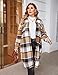 IN'VOLAND Womens Plus Size Flannel Plaid Shirts Long Sleeve Lounge Lapel Boyfriend Button Down Tartan Long Jacket Coats 24W A-Brown