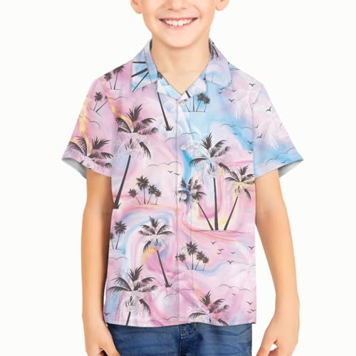 SYtrade Boys Girls Hawaii Shirt Button Down Short Sleeve Aloha Shirt for Kids Tropical Holiday Shirt3