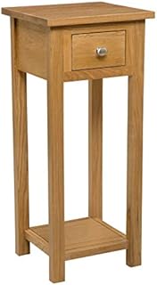 Hallowood Furniture Waverly Oak Tall Console Table with 1 Drawer in Light Oak Finish  Solid Wooden Side Table with Shelf Living Room and Hallway  Long Narrow Telephone Stand with Drawer  Lamp Table