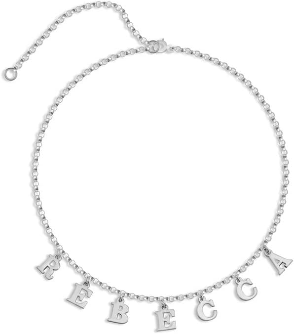 Gargantilla personalizada con nombre, collar de letras espaciales, collar personalizado, collar con inicial, collar de letras personalizado, regalo