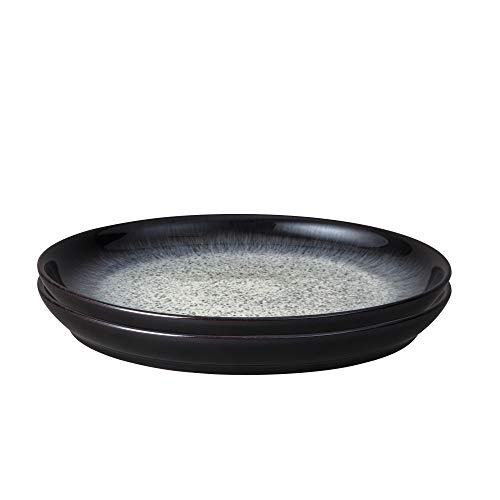 Denby - Halo Coupe Dinner Plates Set of 2 - Reactive Glaze Dishwasher Microwave Safe Crockery 26cm - Black, Grey Ceramic Stoneware Tableware - Chip & Crack Resistant Denby - Halo Coupe Dinner Plates Set of 2 - Reactive Glaze Dishwasher Microwave Safe Crockery 26cm - Black, Grey Ceramic Stoneware Tableware - Chip & Crack Resistant