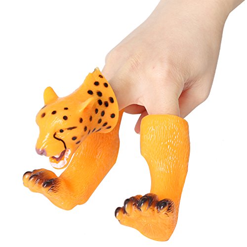 Rainbow yuango 30PCS Realistic Animals Finger Puppets Playset Soft Vinyl Rubber Animal Head Finger Puppet with Feet Theaters Doll Model Toy for Kids