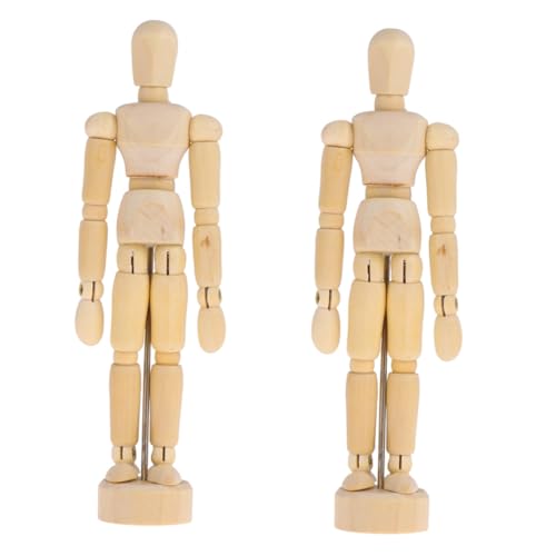 GARIOUANS Modelos De Madera Para Dibujo 2 Piezas, Muñecos Articulados De 11,4 Cm y 14 Cm, Accesorios Para Artistas, Decorativos, Uso Aula y Hogar, Herramienta De Boceto Práctica