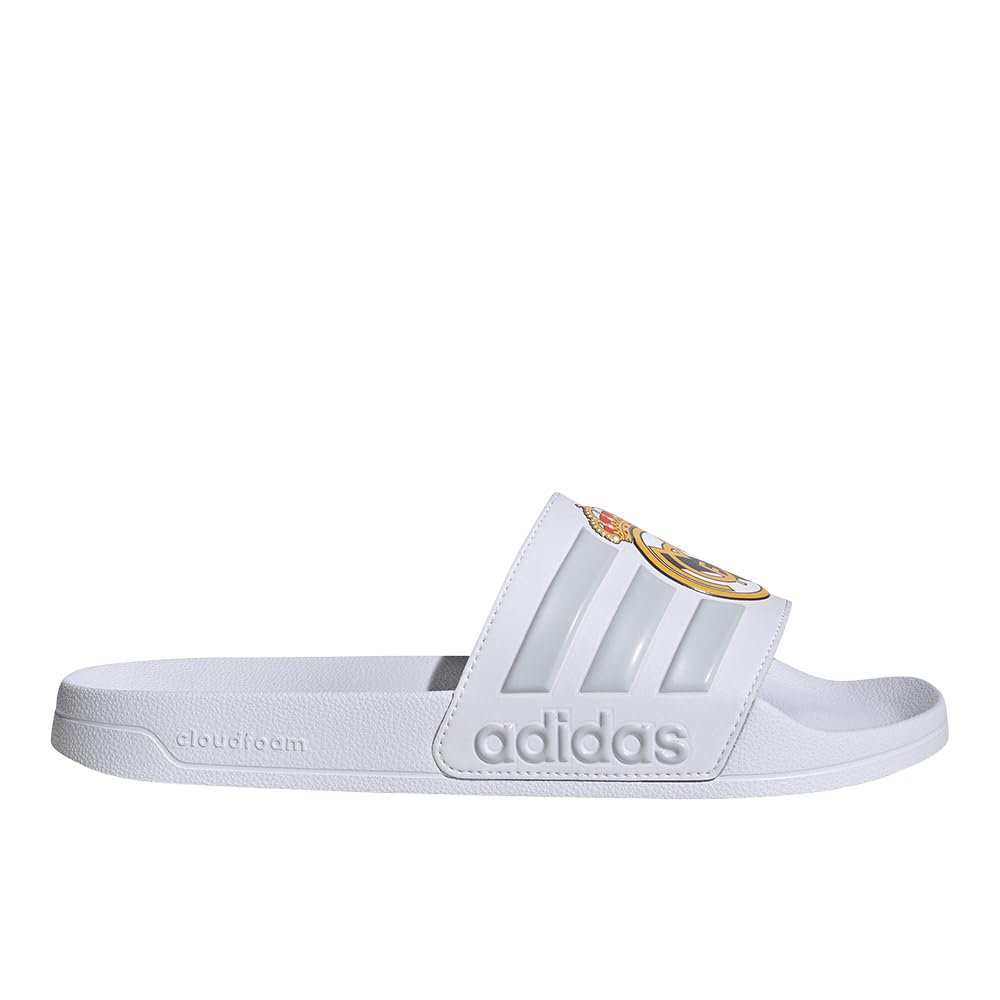 adidas Unisex - sandały prysznicowe Real Madryt Adilette, Biały/Jednolity Szary/Jednolity Szary, 8 Women/7 Men