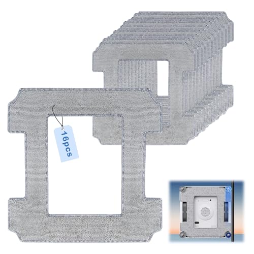 LURICO 16 Stück Reinigungstücher für ECOVACS Winbot W2 PRO Omni/ W2 PRO/ W2/ W1 PRO/ W1 Fensterputzroboter, 26x25CM Waschbare Mikrofaser Reinigungspad, Wiederverwendbar und Waschbar Ersatztuch (Grau)