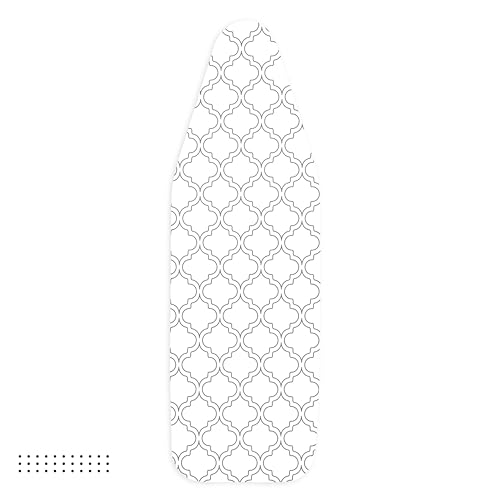 Image of Encasa XO Homes Ironing Board Cover With 3Mm Thick Felt Pad For Steam Press(Fits Standard Medium Boards Of 112X34 Cm)Heat Reflective,Scorch&Stain Resistant,Printed-White Tiles