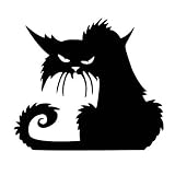 A-JINGHUA Vitrophanie Chat de Bande dessinée créative Autocollants de Voiture drôle Noir/Argent 14,6 * 12.9CM A-JINGHUA (Color Name : Silver)