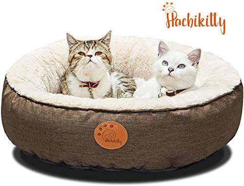 HACHIKITTY Washable Donut Cat Bed Round, Cat Beds Indoor Cats Medium, Big Cat