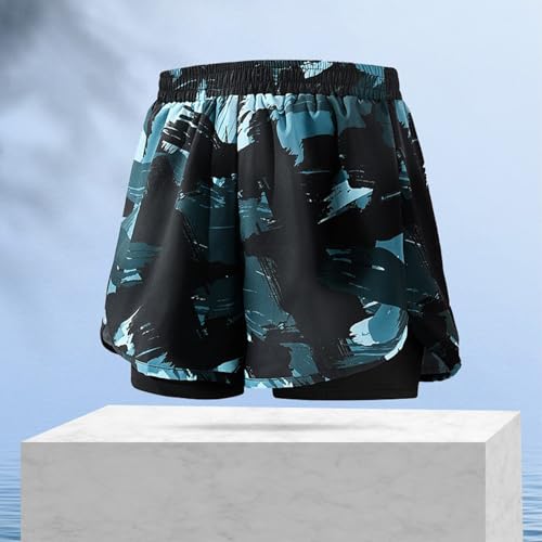 Image of Cambkatl 2 in 1 Men's Athletic Swim Trunks Quick Dry Board Shorts Elastic Waist Beach Swimwear with Compression Liner