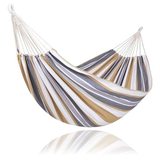 SUNCREAT Large Hammock for Tree, Outdoor Tree Fabric Hammock Only, Coffee Stripes