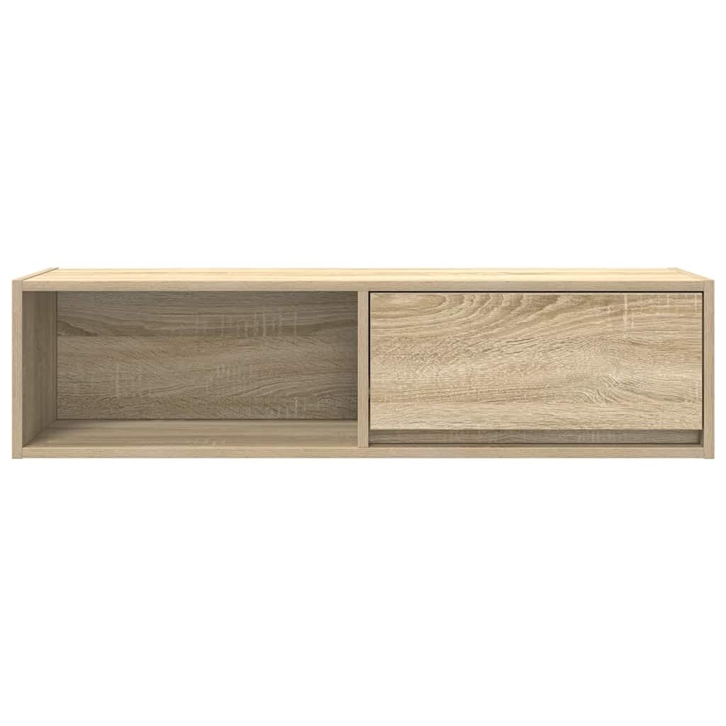 Armario de TV 2 unidades de roble Sonoma 100 x 31 x 25,5 cm de material de madera con cajones y espacio de almacenamiento, moderno mueble para TV colgante para salón, armario estable para TV