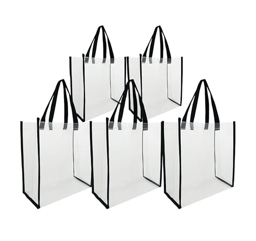 Set of 5 Jelly Shoulder Bags - 4 Large 12 x 6 in and 1 Medium 4 x 10 in, Stylish Transparent Handbags for Travel, Beach, Work, and Sports Events, Durable and Versatile