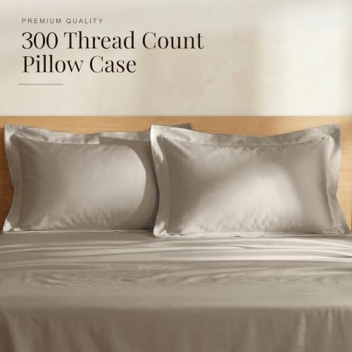 Image of Huesland Premium 100% Cotton Luxe Soft Touch 300 Thead Count Pillow Cover Set of 2 - Dessert Taupe