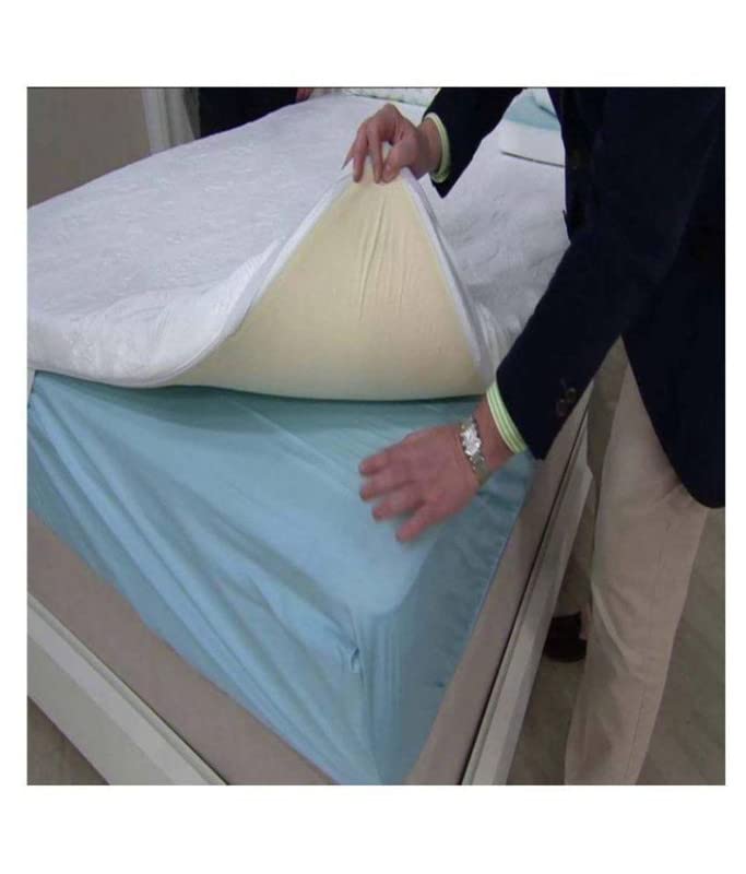 Image of Waterproof Mattress Protector Single Size 78x36 - Waterproof Terry Cotton Mattress Protector /Breathable Elastic Fitted Style Bed Cover Single Size Bed - Blue Color - Kids Urine Protection