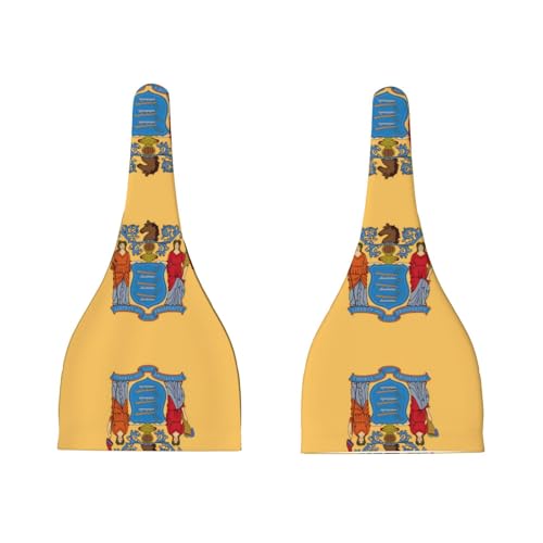 Flag of New Jersey Print Newborn Baby Hat, Soft Top Knotted Beanie Cap, Cute Infant Headwear for 0-6 Months Welcome Party Black3