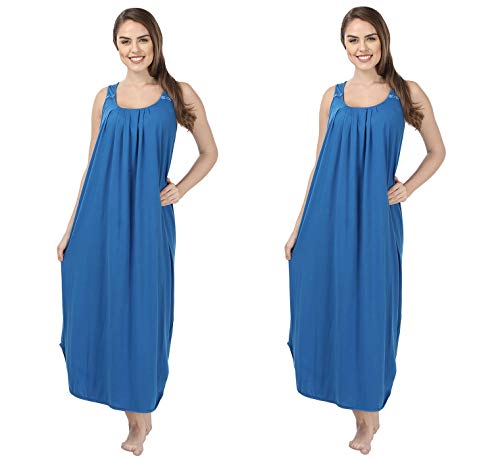 Image of BLAZON Women's Cotton Hosiery Solid Maxi Nighty Slip (Pack of 2) Available Sizes: S, M, L, XL, 2XL, 3XL, 4XL, 5XL
