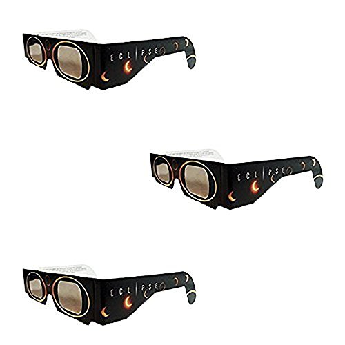 Set of 3 Solar Eclipse Glasses, ISO 12312-2 compliant and CE certified Eclipse Glasses for Direct Sun Viewing (Sun Circles)
