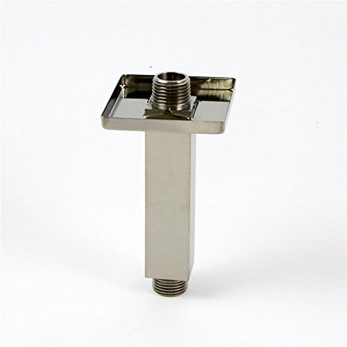 Weirun Bathroom 1/2" Npt All Brass 4-Inch Square Straight Shower Arm For Fixed Shower Head With Flange Ceiling Mount,Brushed Nickel #TOP2