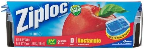 Ziploc Container, Divided Rectangle, 2-Count(Pack of 2)