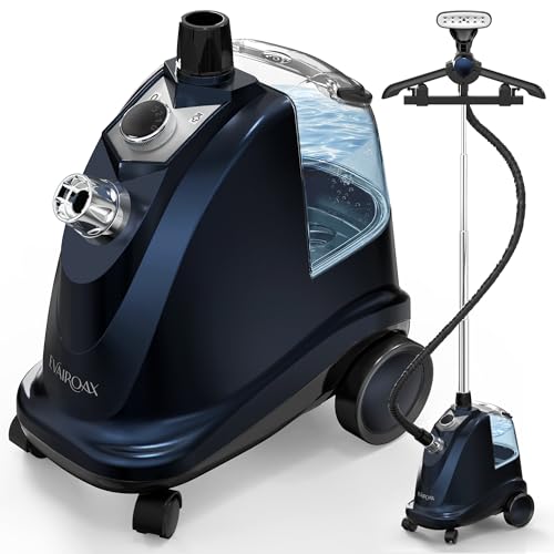 EVAIROAX 2200W Professional Standing Garment Steamer for Clothes 90 Mins of Continuous Powerful Steam with 3L Water Tank Pants Clip & Childrens Clothing Hanger 998S Royal Blue