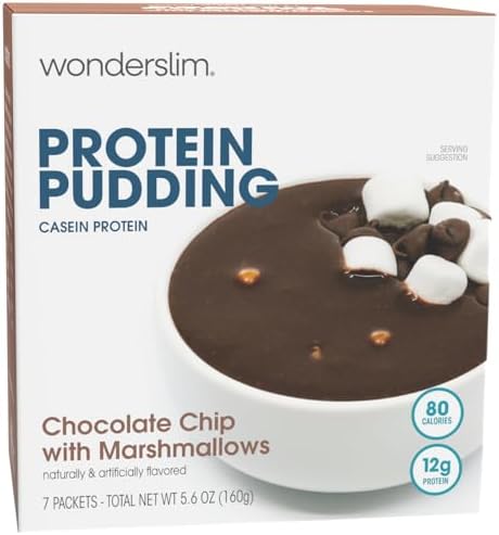WonderSlim Protein Pudding, Chocolate Chip Marshmallows, Gluten Free, Low Carb (7ct)