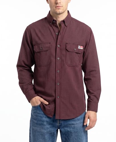 BOCOMAL FR Shirts Button Down for Summer 5.5 oz Lightweight Chambray Breathable Vented Back Flame Resistant Workwear CAT1