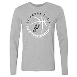 500 LEVEL De'Aaron Fox San Antonio Spurs Long Sleeve Shirt - De'Aaron Fox San Antonio Spurs Player Ball WHT (Heather Gray, Large)