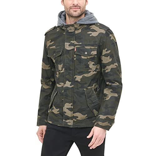Image of Levi's Men's Washed Cotton Hooded Military Jacket (Regular & Big & Tall Sizes)