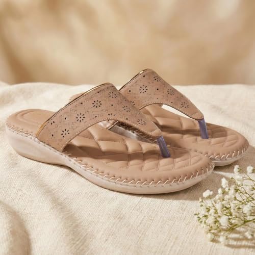 Image of TRASE Orthopedic Footwear for Women | Flat Ortho Slippers for Women Stylish | Soft Sole Ladies Chappal Fancy Comfortable Casual Footwear with Laser Cut Design