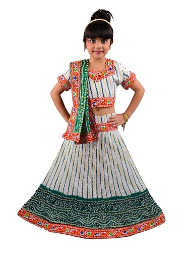 Image of AHHAAAA Kids Ethnic Ghoomar Lehenga Choli-Chania Choli with Dupatta Set for Baby Girls Y0033