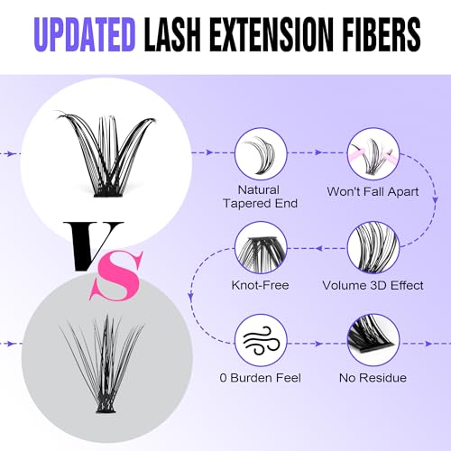 Image of Pawotence Lash Clusters 280pcs Cluster Eyelash Extensions 40D 50D Eyelash Clusters Lash Extension 8-16mm Individual Lashes for Self Application at Home (40D&50D, 0.07D, 8-16mm)