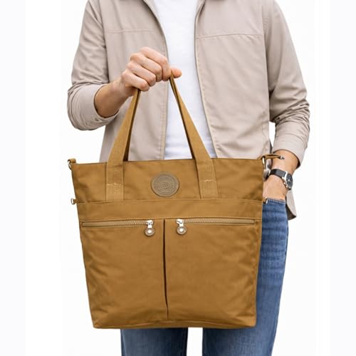 Image of CHIBAO Polyester Dual Handles Tote Bag for Women & Men | Large Capacity Multipurpose Shoulder Bag | Stylish Everyday Office, College, Travel & Shopping Handbag with Multiple Pockets Black