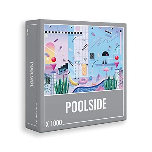 Cloudberries Poolside Jigsaw Puzzle, Premium 1000 Piece Jigsaw Puzzles for Adults with Cool, Retro 1980s Swimming Pool Design