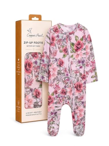 Image of Copper Pearl Bamboo Zip-Up Footie Pajamas - Buttery Soft Sleep and Play Footies for Boys and Girls