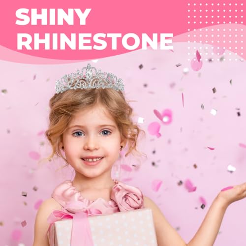 Birthday Tiara and Crown with Sash for Women, Hair Accessories for Wedding Party Costume (C- Silver)
