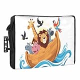Outdoor TV Cover 55 Inch Cartoon Animal Boat TV Enclosure Ocean Lion Hippo Bird TV Covers for Outside TV Display Screen Protector with Remote Control Pocket Home Decor