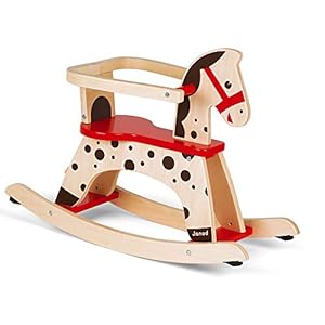 Janod – Caramel Wooden Rocking Horse – Toddler Toy – Learning Balance – For children from the Age of 1, J05984, Brown and Red