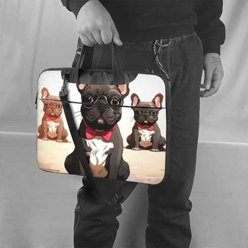 Housse ordinateur portable 15 pouces antichoc bandoulière sacoche motif bouledogue français design