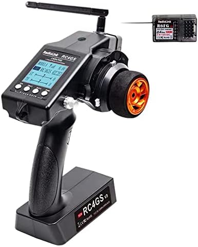 Radiolink RC4GS V3 5 Channels RC Transmitter and Receiver R6FG with Gyro 2.4GHz RC Radio Controller 30 Models Storage for RC Car,Boat,Tanks,Crawler,Truck Black