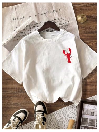 Image of RoseSeek Women's Graphic Letter Tee Crew Neck Trendy Summer Vintage T Shirt