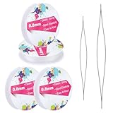 UOOU 0.8mm/4 Rolls Bracelet String, Elastic String for Bracelets, 24m Stretchy Clear Beading Thread with Bead Needles Stretch Cord for Jewelry Making Supplies